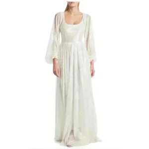 STAUD Womens Sequin Embellished Maxi Dress White Sz. XS